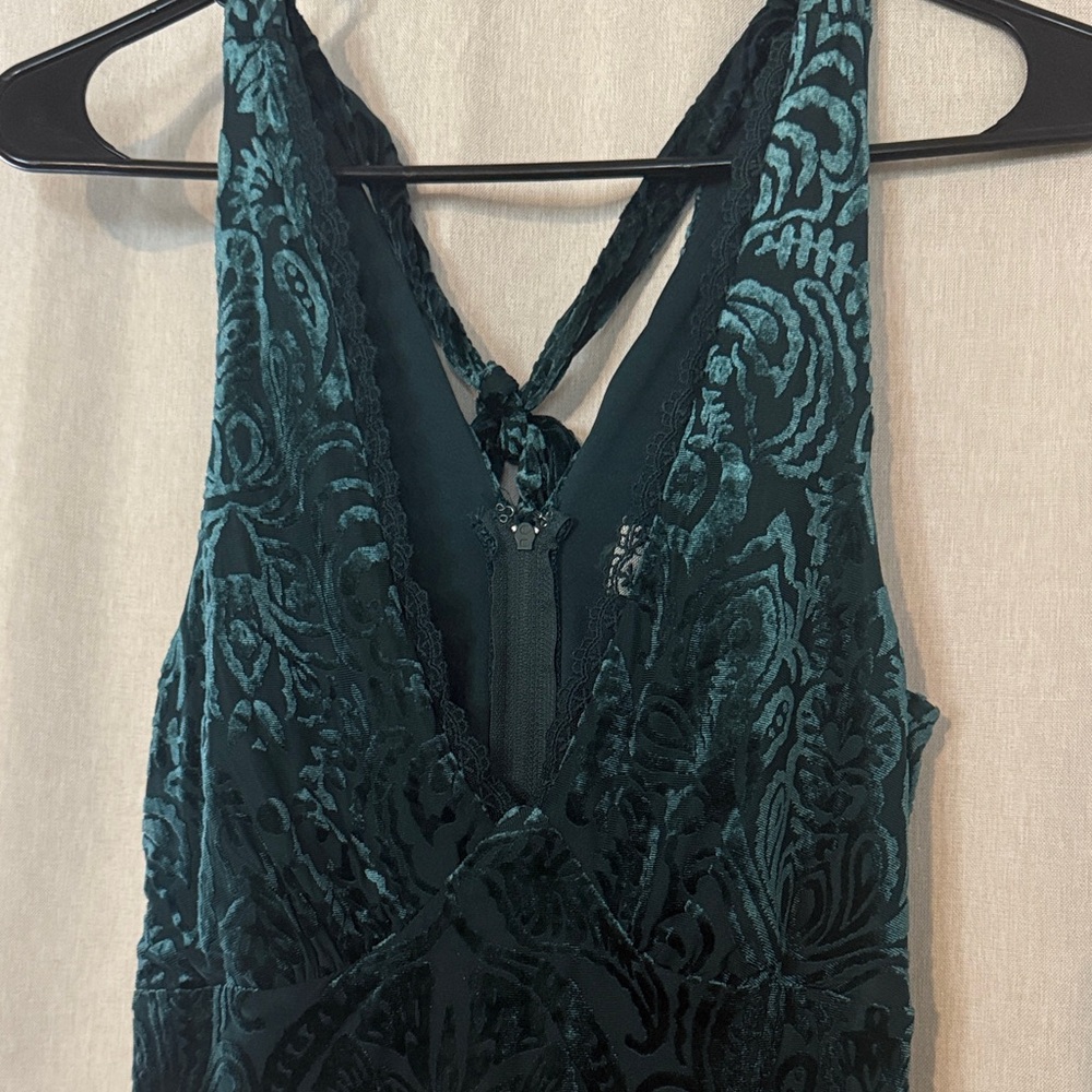Trixxi Teal Velvet Maxi Dress